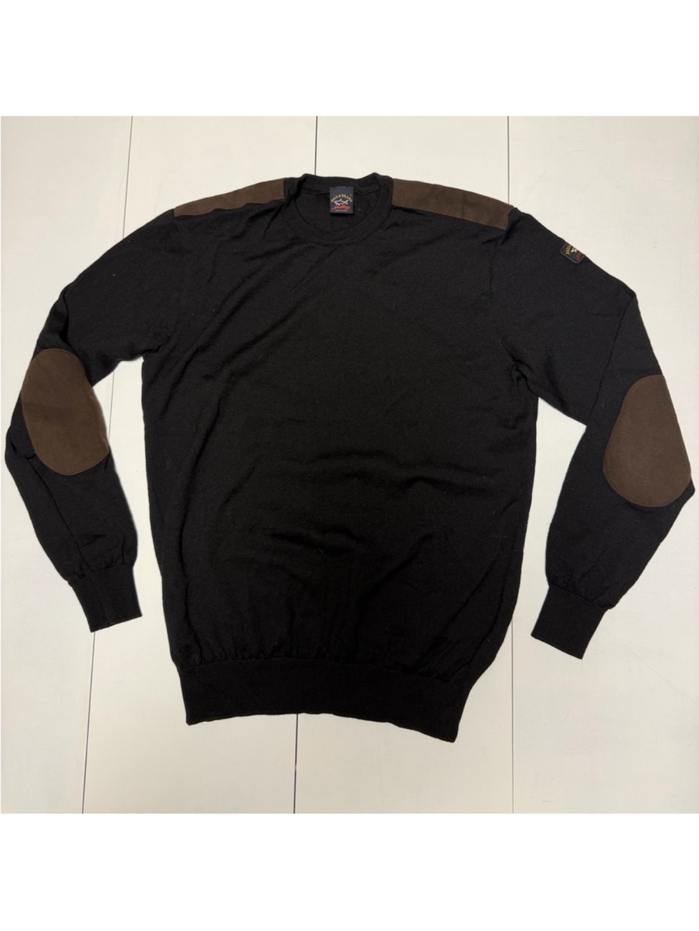 Paul & Shark Sweater with Brown Elbow Patches - Classic Crewneck